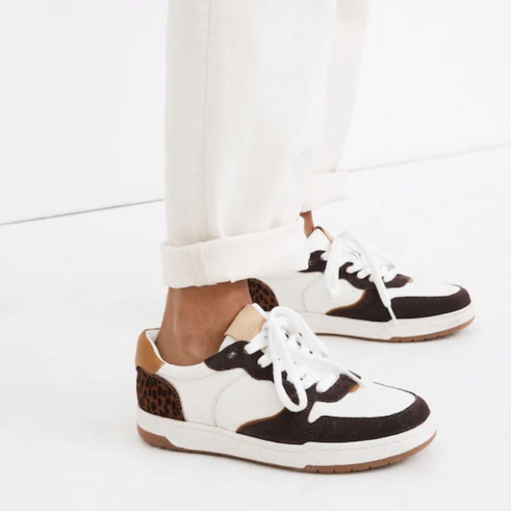 Madewell Court Sneakers Calf Hair, Leather, Suede - Espresso Bean Animal Print